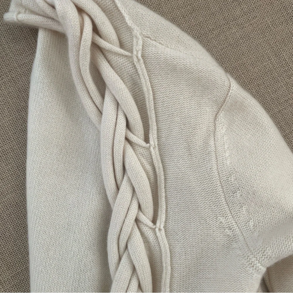 Neiman Marcus Cream Long Open Front Cardigan - Picture 2 of 8